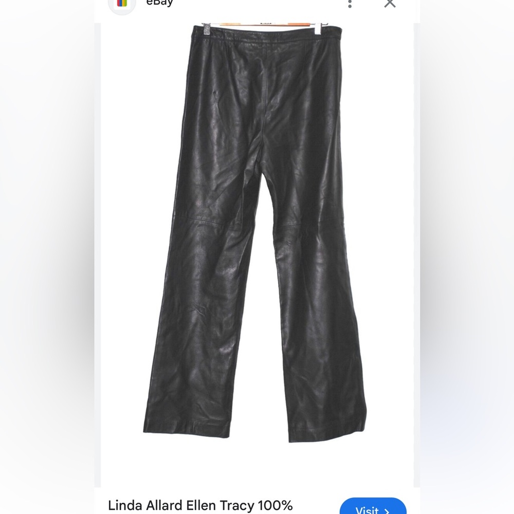 Linda Allard, Ellen Tracy vintage black leather pants size 10 petite